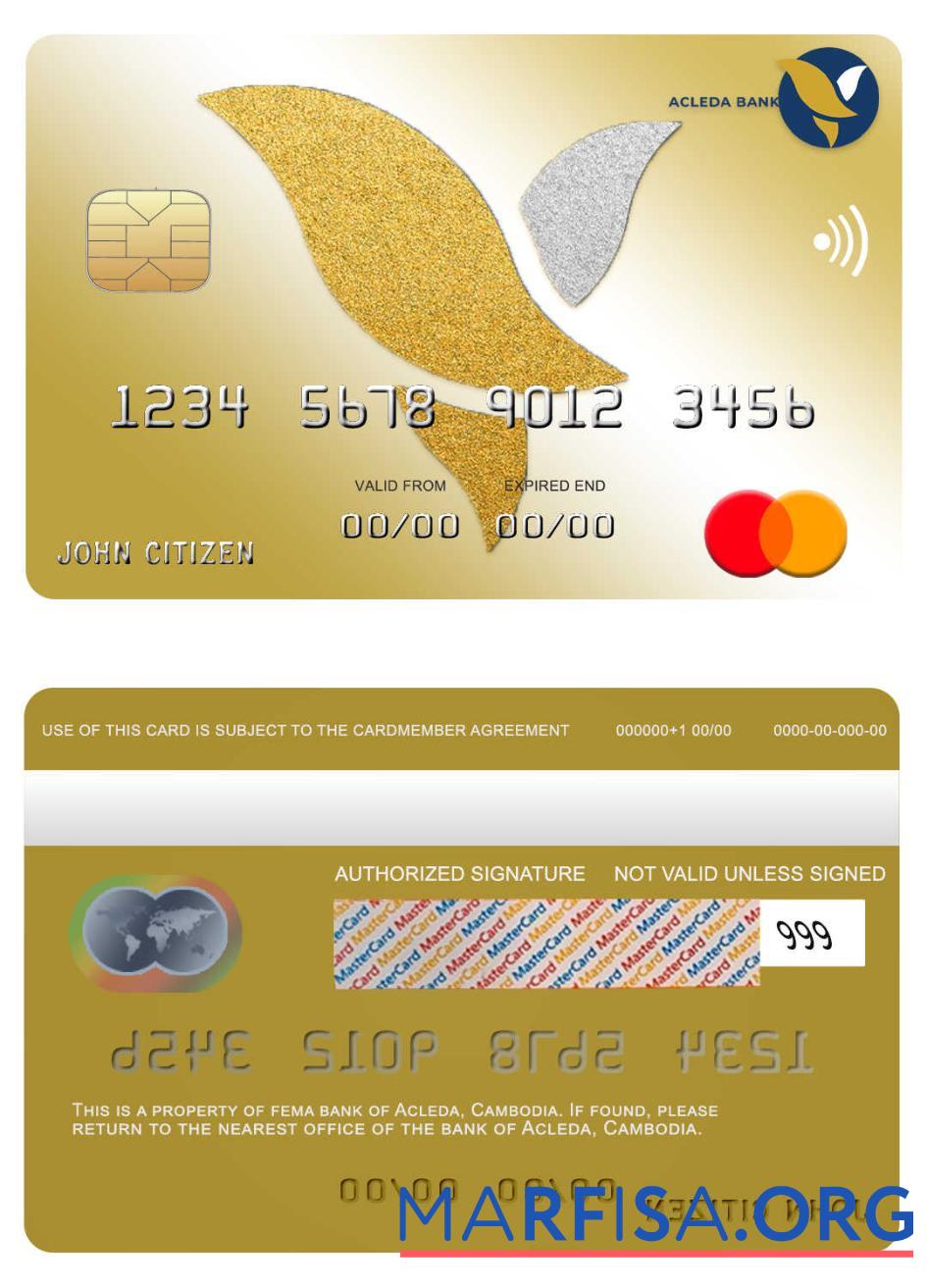 Realistic Cambodia Acleda bank mastercard real example